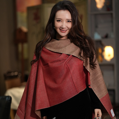 NagarNan-pashmina双色双面古法面料克什米尔羊绒披肩