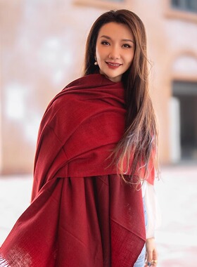 NagarNan-Pashmina 80C工坊设计感素面料那家楠克什米尔羊绒披肩