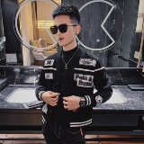 21春款社会精神痞帅小伙贴布无领夹克打底外套1J，男装夹克，星座308A
