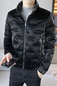 冬季精品亮面字母压花修身保暖羽绒服夹克外套 2 Y8010图片