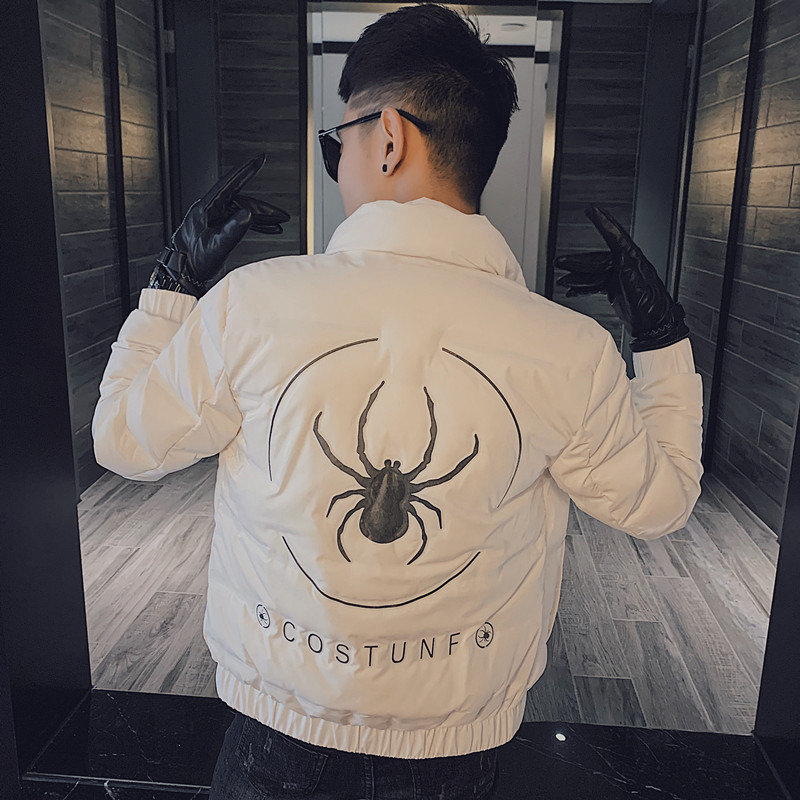 社会小伙亮面压花加厚保暖休闲羽绒服夹克外套Y8013-P158控208，男装羽绒服，星座308A