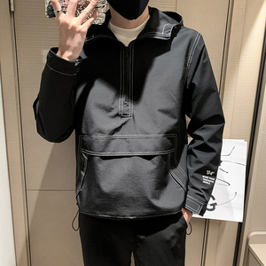 秋季ins韩版痞帅防风纯色套头连帽夹克外套C     JK927-P105控145图片