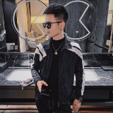 21春款社会小伙修身韩版拼接防风翻领夹克外套1J，男装夹克，星座308A