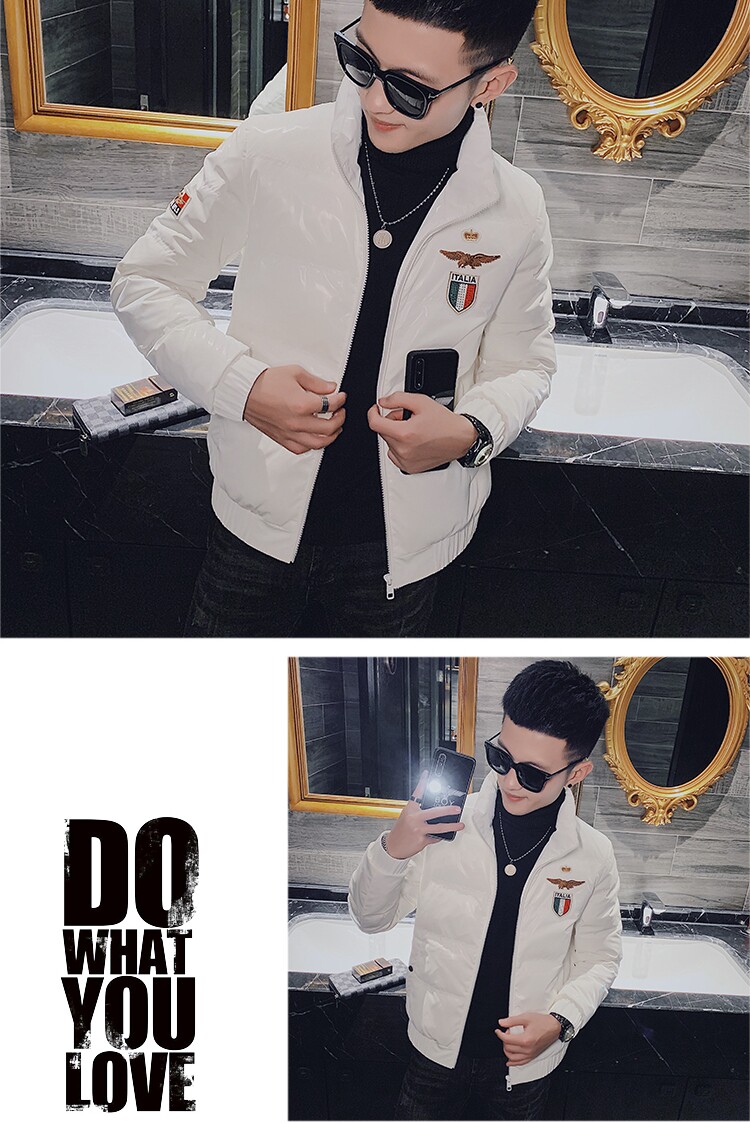社会小伙亮面休闲时尚保暖压花羽绒服夹克外套4Y8016-P158控208,男装羽绒服,星座308A