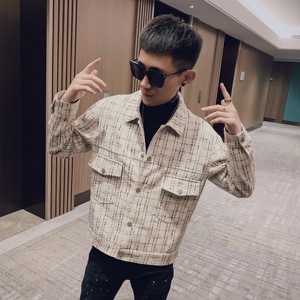 春装社会小伙简约百搭小香风夹克翻领外套上衣W005-P108控138 7图片
