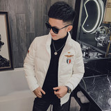 社会小伙亮面休闲时尚保暖压花羽绒服夹克外套4Y8016-P158控208，男装羽绒服，星座308A