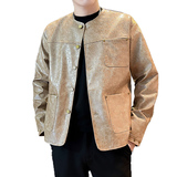 JK1527-P118控158时尚休闲明星纯色小香风PU皮痞帅夹克工装外套B，男装夹克，星座308A