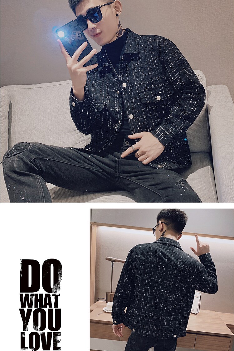 春装社会小伙简约百搭小香风夹克翻领外套上衣W005-P108控1382,男装夹克,星座308A