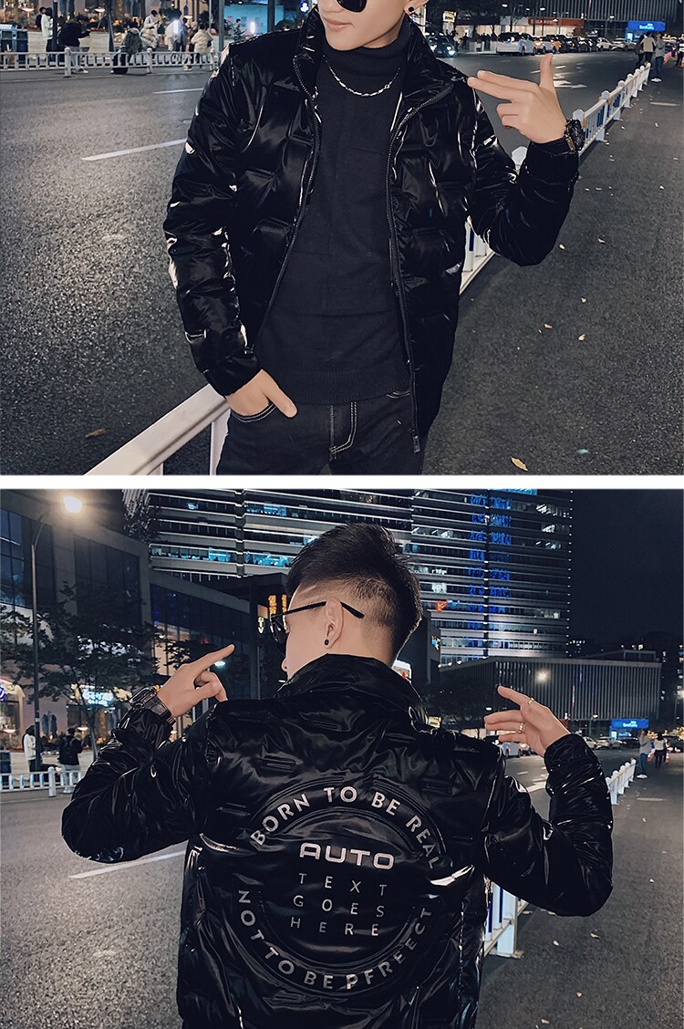 社会小伙修身字母压花亮面保暖羽绒服夹克外套2Y8010-P158控208,男装羽绒服,星座308A