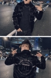 社会小伙修身字母压花亮面保暖羽绒服夹克外套2Y8010-P158控208，男装羽绒服，星座308A