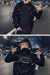 社会小伙修身字母压花亮面保暖羽绒服夹克外套 2 Y8010-P158控208图片