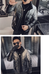 社会小伙渐变蓝亮面加厚保暖痞帅休闲羽绒服外套Y8015-P158控208图片