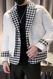 韩版潮牌拼接千鸟格西装领加厚保暖棉衣外套FM6507-P145控195，男装西服套装，星座308A