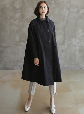 风衣女士秋冬季新款黑色中长款夹棉加厚外套高端宽松棉服大码大衣