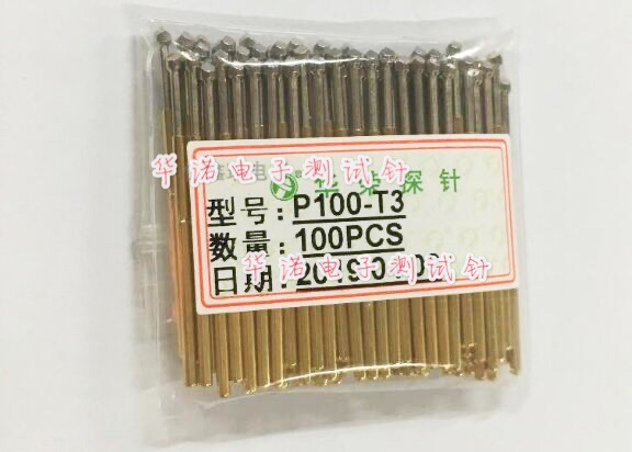 华荣探针P100-T2/T3/PA100-T2三面锥头测试针 弹簧顶针1.7探针