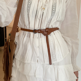 真皮个性 韩版 百搭搭配连衣裙棕色简约牛皮腰带 皮带女夏季 2026新款