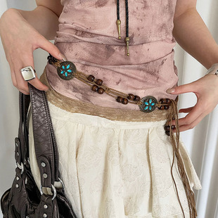 波西米亚民族风编织腰绳2025新款 饰高级感百搭皮带 细腰带配裙子装