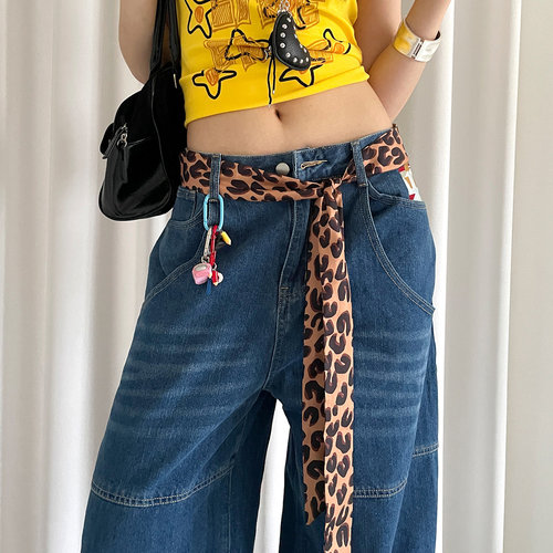 美式y2k辣妹风豹纹腰带女