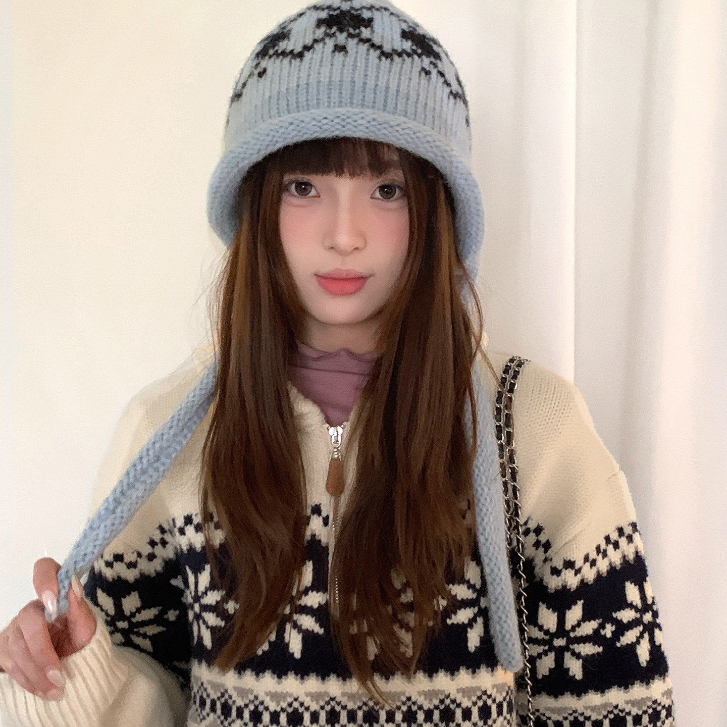 费尔岛拼色提花针织毛线帽子女冬季复古大头围绑带保暖护耳包头帽,服饰配件/皮带/帽子/围巾,帽子,淘宝优惠券,粉丝福利购,淘宝优惠卷