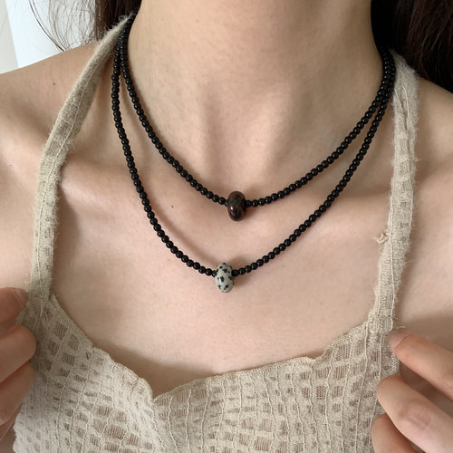 高级感天然石吊坠项链女