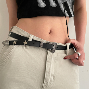 饰牛仔裤 小众设计款 复古高级感皮带装 百搭美式 星星腰带女2026新款