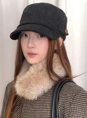 2026年冬季灯芯绒平顶马术帽子