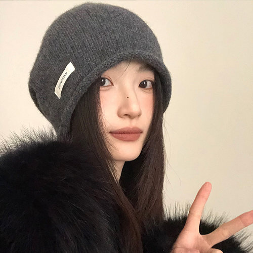 冬季百搭显脸小纯色毛线帽冷帽女
