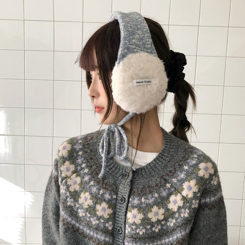 冬季韩版加厚保暖拼色毛绒耳罩女