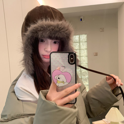 复古麂皮毛绒护耳雷锋帽子女冬季