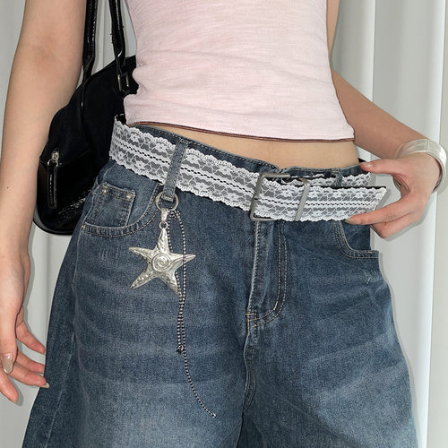 韩系百搭设计感蕾丝腰带女
