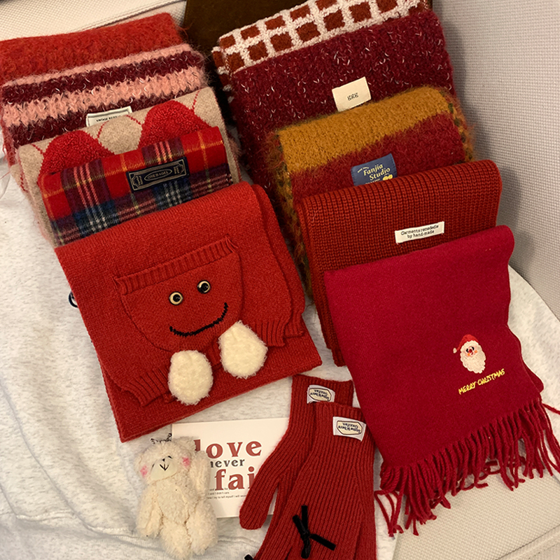 冬季韩版女百搭围巾手套帽子防寒