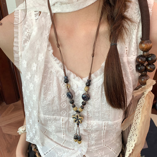 小众设计感串珠海星吊坠项链女