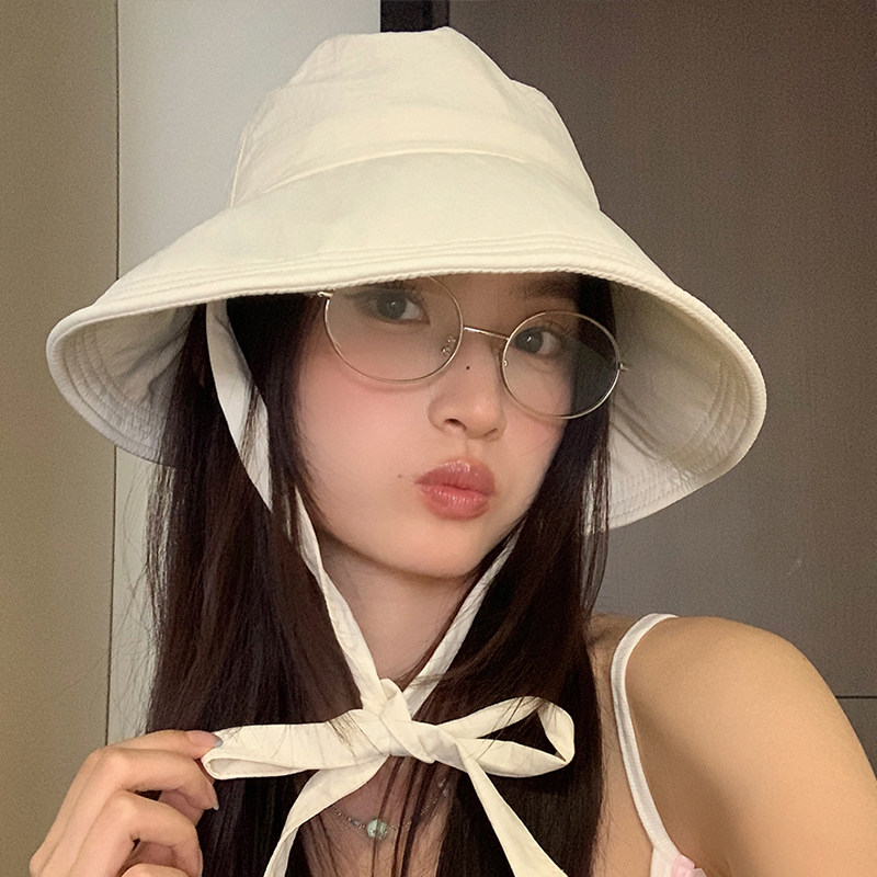 韩版夏季百搭系带蝴蝶结渔夫帽图片