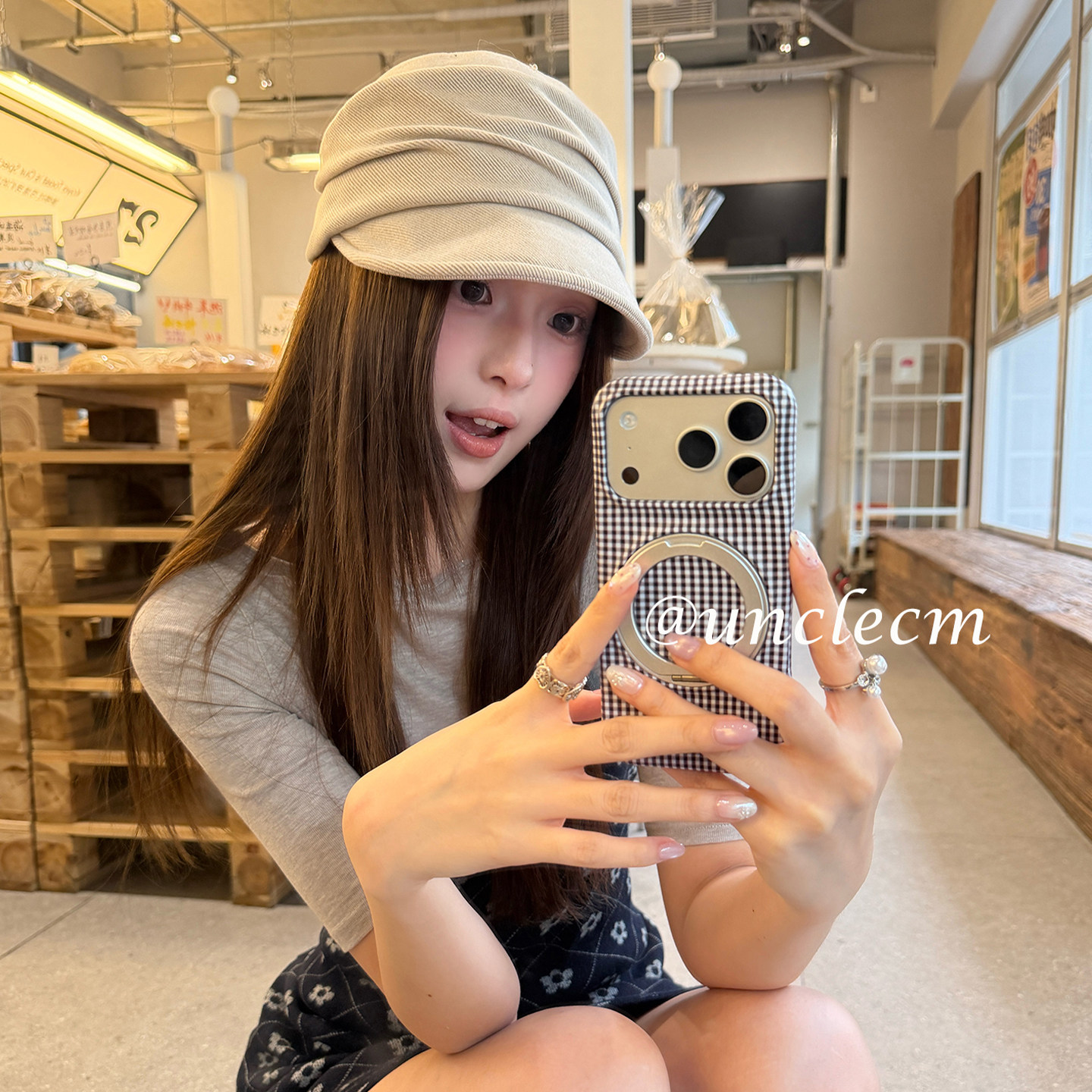 韩系简约不规则褶皱报童帽子女图片