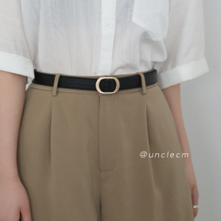 黑色细复古学生ins风腰带男 饰牛仔裤 无孔皮带女新款 高级感百搭装