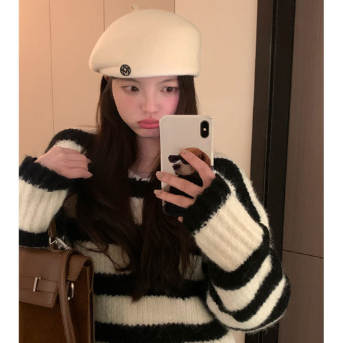 贝雷帽韩版女冬季羊毛帽子
