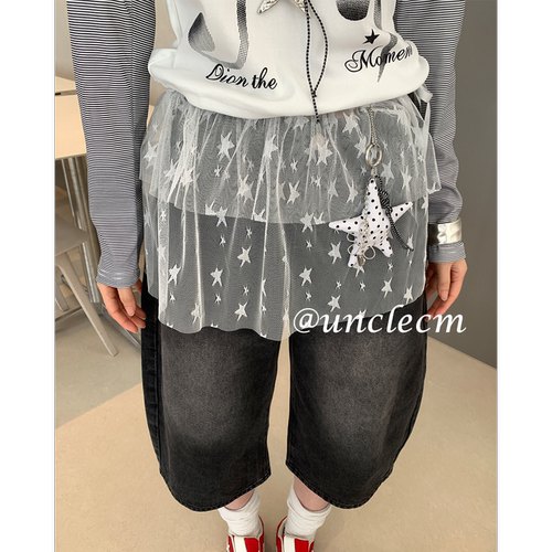 小众设计感星星网纱蕾丝屁帘女