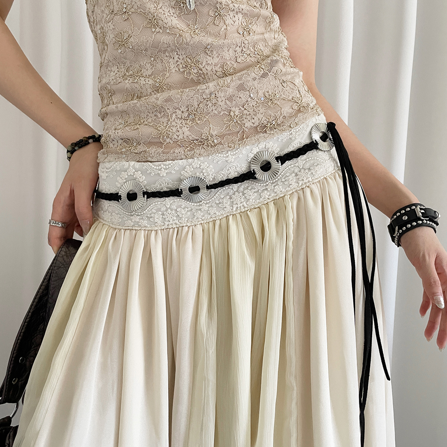 复古手工编织圆环腰带女