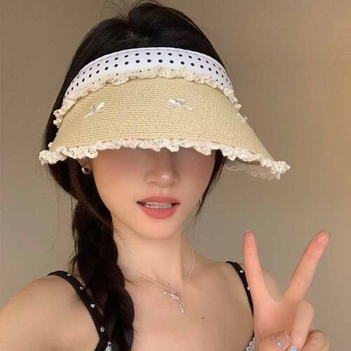 韩版出游女款夏季蕾丝花边防晒帽