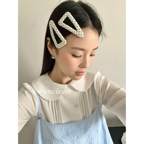 韩系复古波点三角发卡女