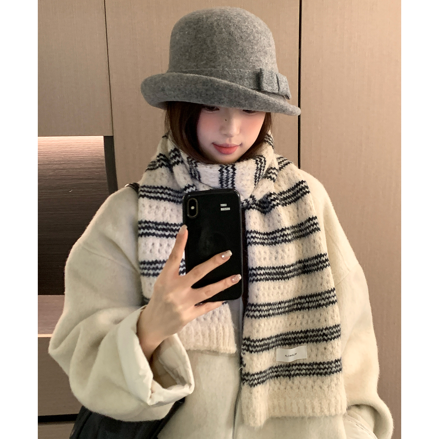 含羊毛韩版拼色条纹针织围巾女款冬季护颈保暖围脖加厚氛围感外搭,服饰配件/皮带/帽子/围巾,围巾/丝巾/披肩,淘宝优惠券,粉丝福利购,淘宝优惠卷