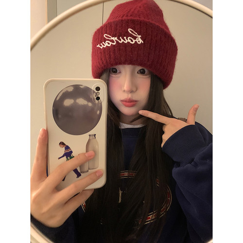 秋冬季韩系字母毛线帽女保暖百搭