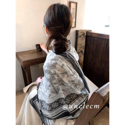 中古老钱风薄款大方巾披肩女款