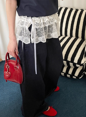 法式甜美蕾丝花边罩裙女2025年春夏新款木耳边短款屁帘叠穿半身裙