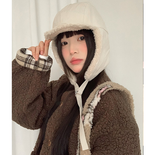 秋冬季可爱加绒护耳雷锋帽女保暖
