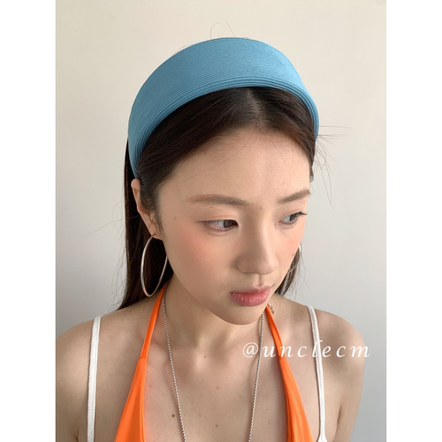 韩系高级感蓝色宽边发箍女