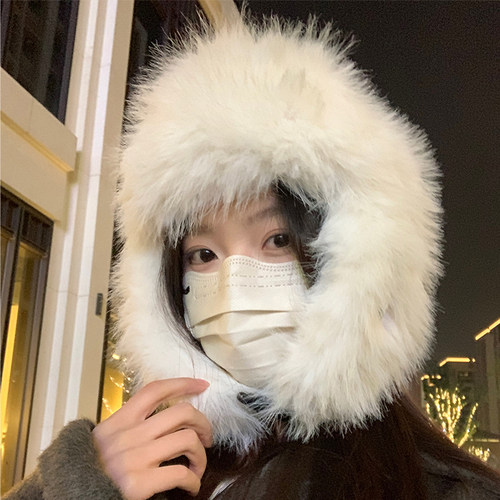 韩版毛绒绒护耳保暖雷锋帽
