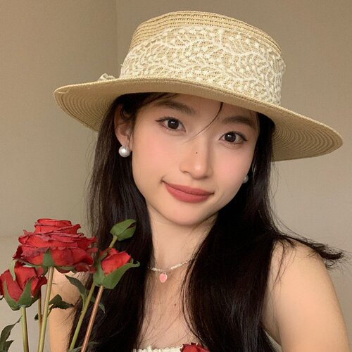 蝴蝶结系带女夏季防晒草帽显脸小