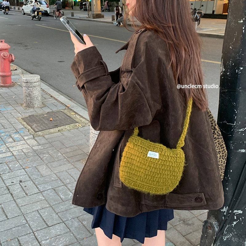 韩版小众ins针织包女秋冬mini小版手提包手工钩织可爱百搭斜挎包