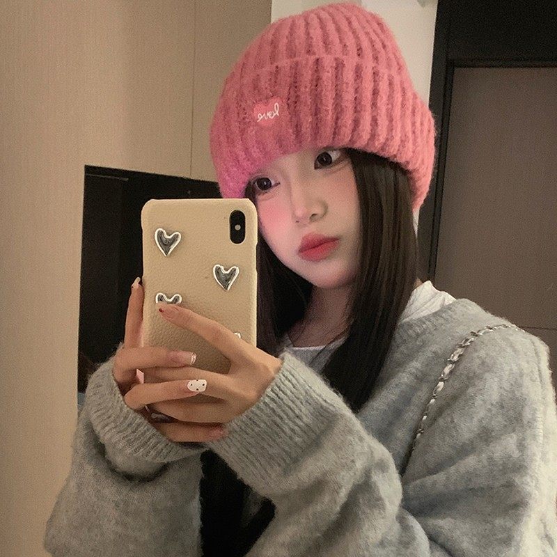 爱心刺绣安可拉红针织毛线帽子女秋冬大头围护耳包头帽保暖套头帽,服饰配件/皮带/帽子/围巾,帽子,淘宝优惠券,粉丝福利购,淘宝优惠卷